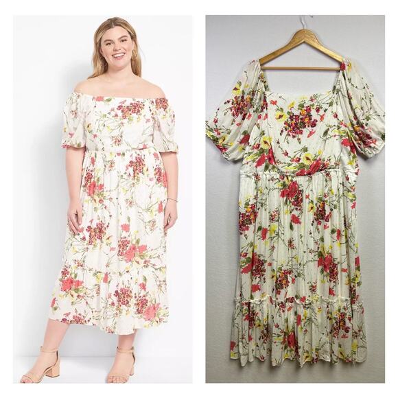 Lane Bryant woman’s floral tiered ruffle puff sleeve maxi dress size 22
￼ - Picture 1 of 11